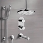 Remer TSR62 Tub and Shower Faucet Set with Handheld and Ceiling Rain Shower Head